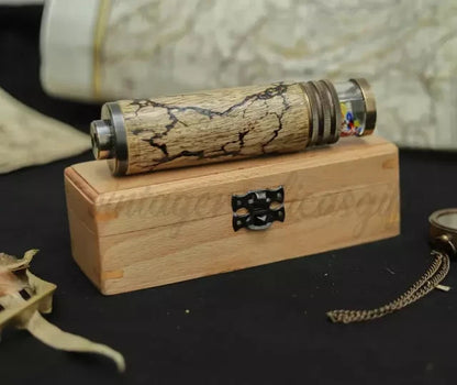 Personalized Brass Kaleidoscope Vintage Style with Wooden Case Handmade Gift Dec