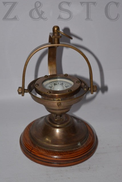 Brass Gimballed Nautical Compass – Handmade Vintage Navigation Piece