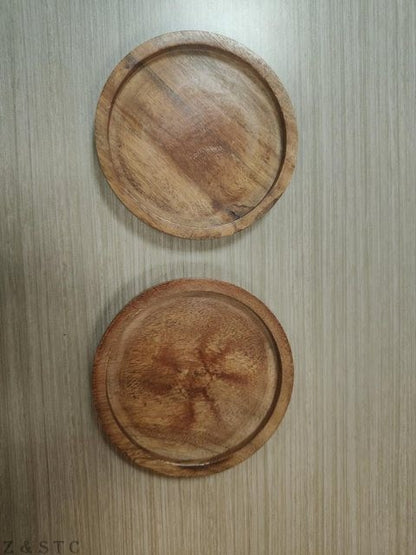 Natural Acacia Wooden Coaster Set – Rustic Drink Coasters for Coffee Tables.