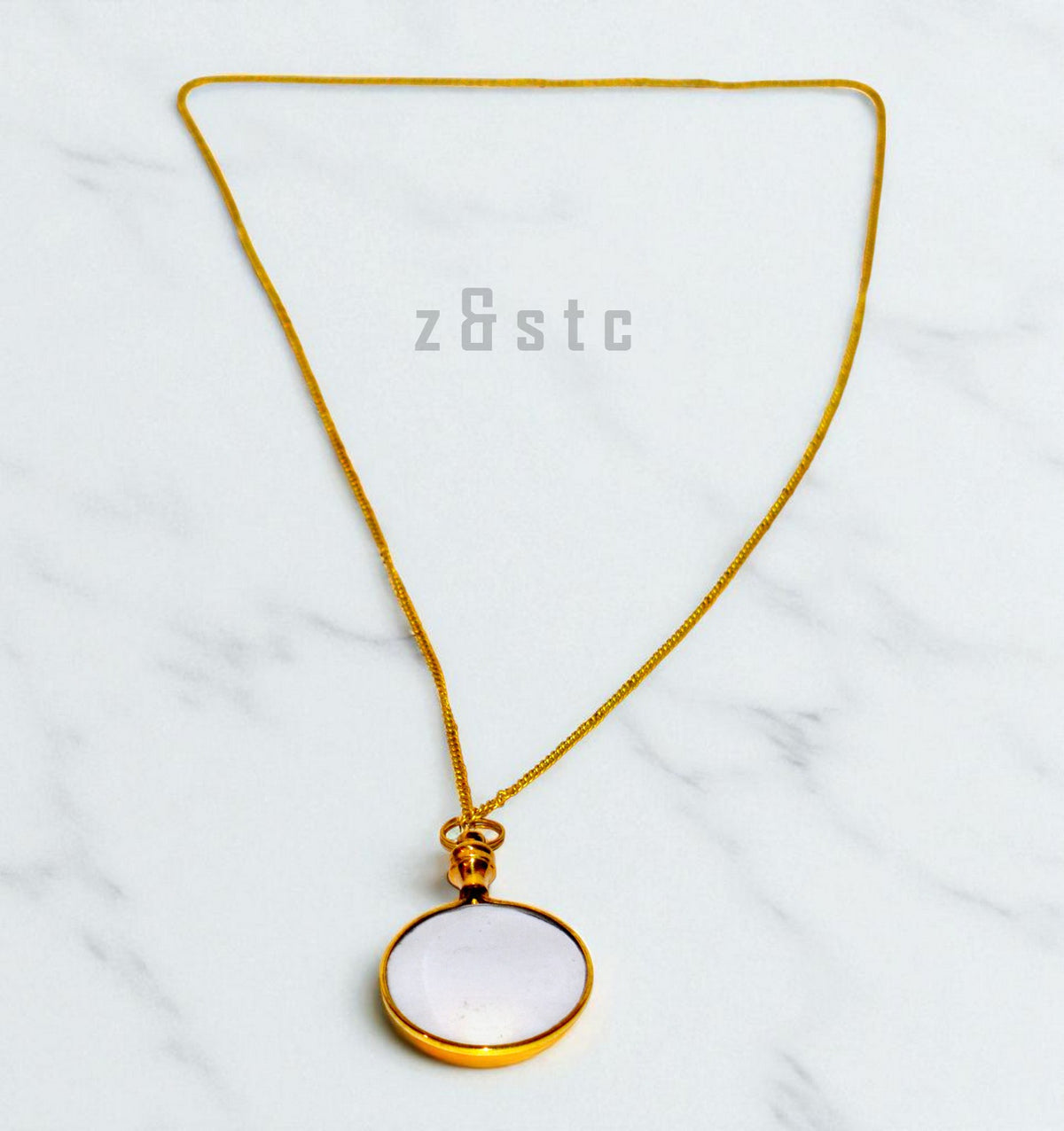 Small Magnifying Glass with Chain – Wearable Brass Loupe Pendant for Reading
