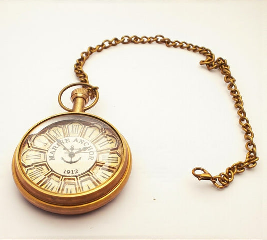 Antique Brass Pocket Watch 2" | Nautical Vintage American Elgin Look Collectible