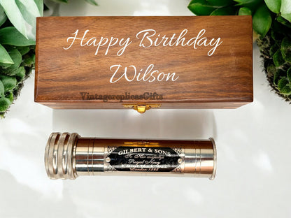 Vintage Brass Kaleidoscope With Wooden Box Wedding Gift For Adult And Kids