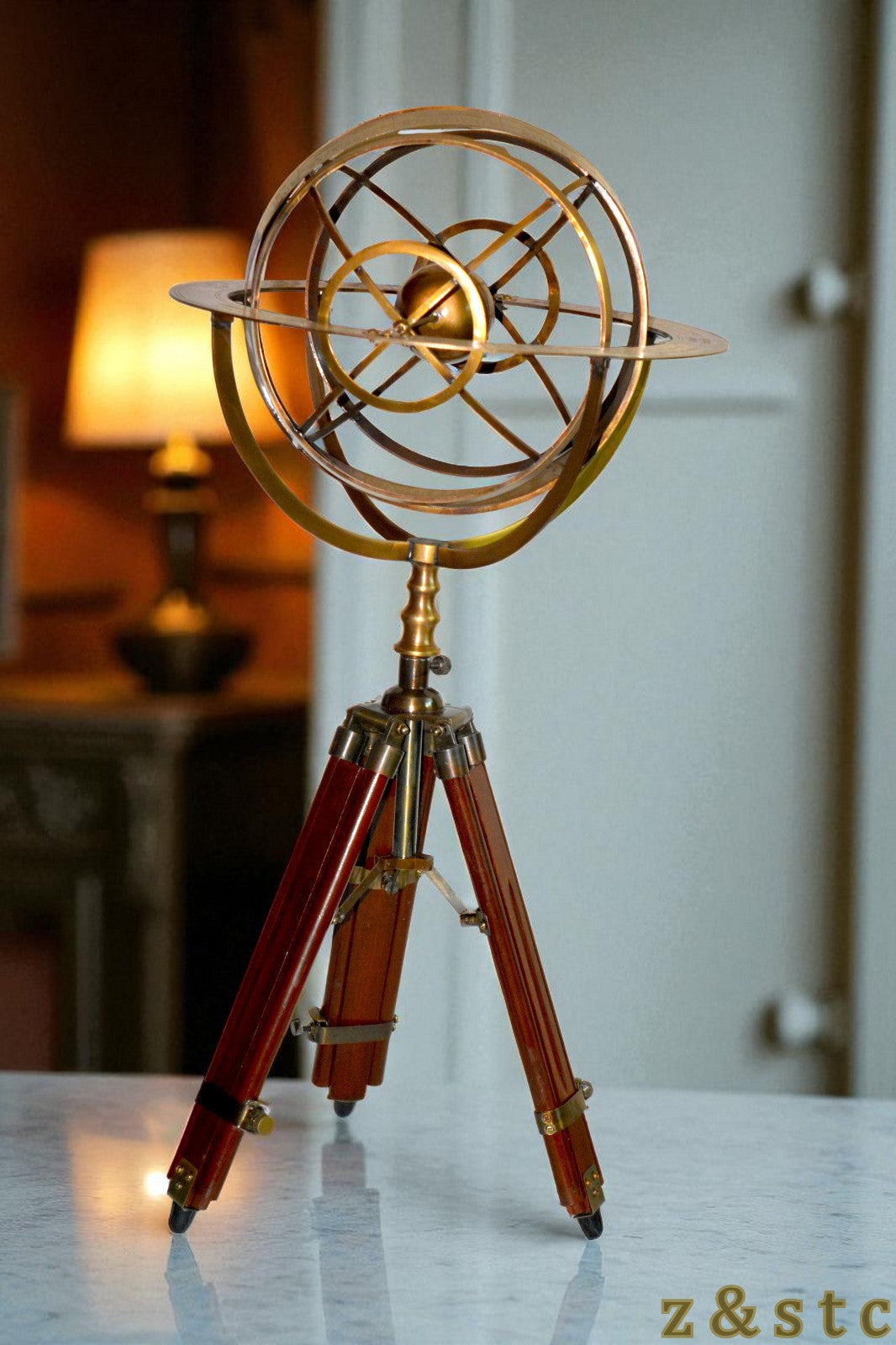 Antique Style Armillary on Wooden Tripod – Nautical & Astronomical Decor