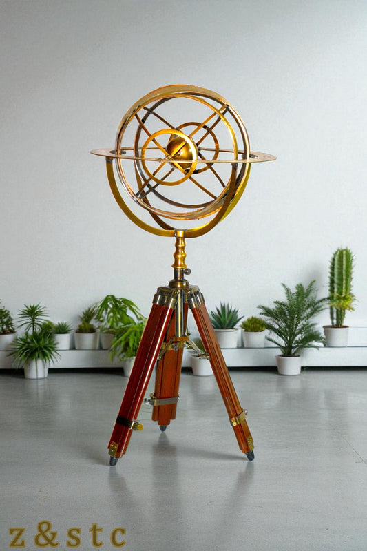 Antique Style Armillary on Wooden Tripod – Nautical & Astronomical Decor