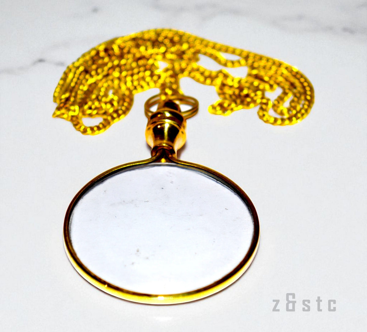 Small Magnifying Glass with Chain – Wearable Brass Loupe Pendant for Reading