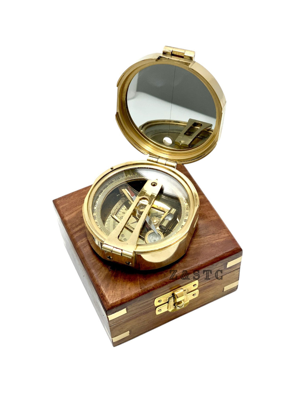 Vintage Brass Round Brunton compass 3" with Wooden box directional gift