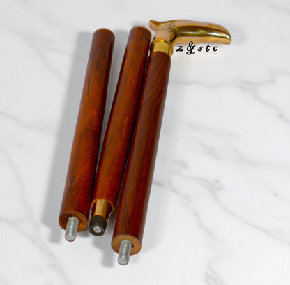Vintage Wooden Walking Stick with Brass Eagle Handle – 36" Cane for Men